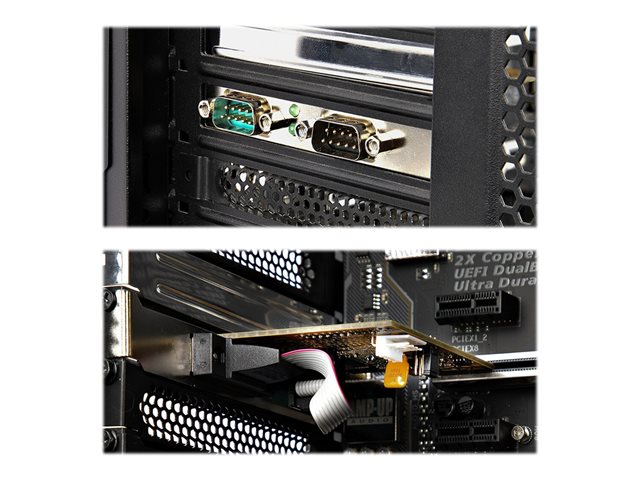 StarTech.com 2-Port PCI Express Serial Card, Dual Port PCIe to RS232 (DB9) Serial Interface Card, 16C1050 UART, Standard or Low Profile Brackets, COM Retention, For Windows & Linux - PCIe to Dual DB9 Card (21050-PC-SERIAL-LP) - Serial adapter - PCIe 2.0 low profile - RS-232 x 2 - yellow