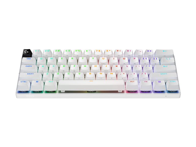 Logitech G PRO X 60 - Keyboard - gaming - 60% - TKL - backlit - wireless - 2.4 GHz, Bluetooth - AZERTY - French - key switch: Tactile - white