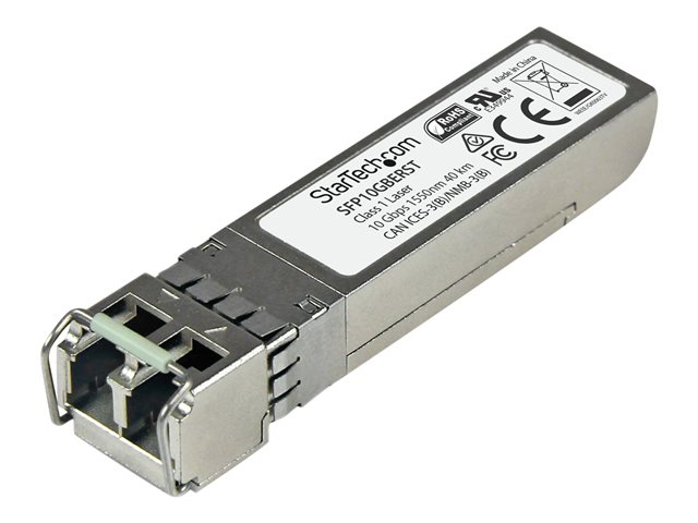 StarTech.com MSA Uncoded Compatible SFP+ Module, 10GBASE-ER, 10GbE Single Mode (SMF) Fiber Optic Transceiver, 10GE Gigabit Ethernet SFP+, LC Connector, 40km, 1550nm, DDM, Mini GBIC Module - Lifetime Warranty (SFP10GBERST) - SFP+ transceiver module - 10 GigE - 10GBase-ER - LC single-mode - up to 40 km - 1550 nm
