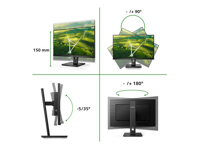 Philips B Line 272B1G - LED monitor - 27\" - 1920 x 1080 Full HD (1080p) @ 75 Hz - IPS - 250 cd/m² - 1000:1 - 4 ms - HDMI, DVI-D, VGA, DisplayPort - speakers - black texture