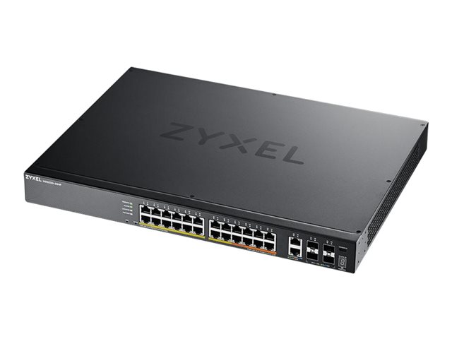Zyxel XGS2220 Series XGS2220-30HP - Switch - 24-port GbE L3 access, NebulaFLEX Cloud, with 6 10G uplink - Managed - 16 x 10/100/1000 (PoE+) + 8 x 10/100/1000 (PoE++) + 2 x 1/2.5/5/10 (PoE++) + 4 x 10 Gigabit SFP+ - desktop, rack-mountable - PoE++ (400 W)