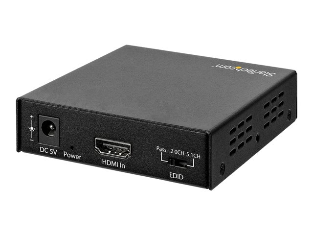 StarTech.com HDMI Audio Extractor - 4K 60Hz - HDMI Audio De-embedder - HDR - Toslink Optical Audio - Dual RCA Audio - HDMI Audio (HD202A) - HDMI audio signal extractor - black