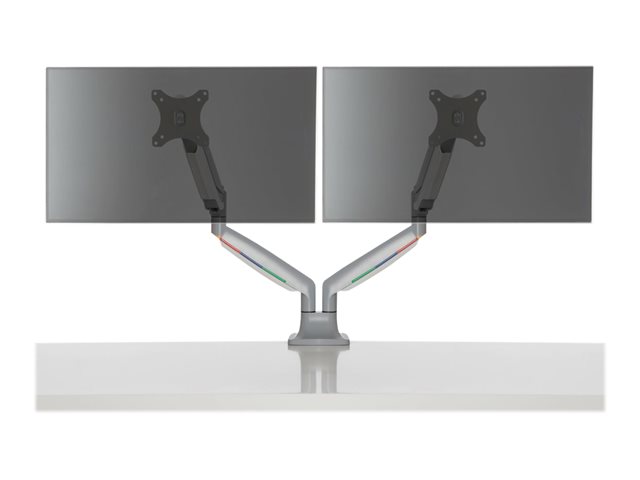 Kensington SmartFit One-Touch Dual Monitor Arm - Mounting kit - adjustable arm - for 2 monitors - metal - silver grey - screen size: 13\"-32\" - C-clamp, grommet, desk-mountable