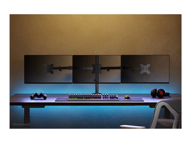 Neomounts FPMA-D550D3 - Mounting kit - full-motion - for 3 LCD displays - steel - black - screen size: 10\"-27\" - clamp mountable, grommet, desk-mountable