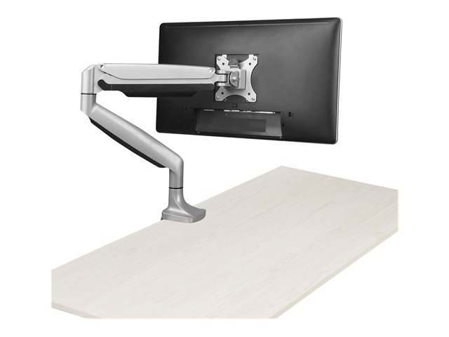 StarTech.com Desk Mount Monitor Arm, Heavy Duty Ergonomic VESA Monitor Arm, Single Display up to 9kg, Full Motion, Height Adjustable, Articulating, Aluminum, C-Clamp/Grommet, Silver - Small Footprint Design - Mounting kit - adjustable arm - for LCD display - heavy duty aluminium - silver - screen size: 12\"-34\" - desk-mountable - for P/N: ACCSMNT, MONPROTECT