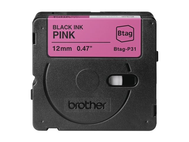 Brother BTAG-P31 - Black on pink - Roll (1.2 cm x 4 m) 1 cassette(s) hanging box - label tape - for P-Touch PT-N10, PT-N20, PT-N25BT