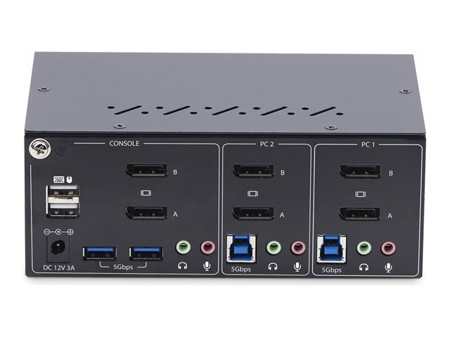 StarTech.com 2-Port Dual-Monitor DisplayPort KVM Switch, 4K 60Hz, 2x USB 5Gbps Hub Ports, 2x USB 2.0 HID Ports, Hotkey and Push-Button Switching, TAA Compliant - ESD Level 3 Protection (P2DD46A2-KVM-SWITCH) - KVM / audio / USB switch - 2 x KVM / audi