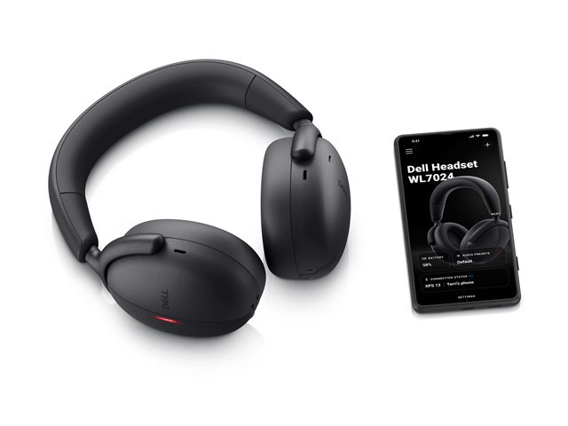 Dell Premier Wireless ANC Headset WL7024 - Headset - full size - Bluetooth - wireless, wired - active noise cancelling - 3.5 mm jack, USB-A via Bluetooth adapter, USB-C via Bluetooth adapter - Certified for Microsoft Teams, Zoom Certified