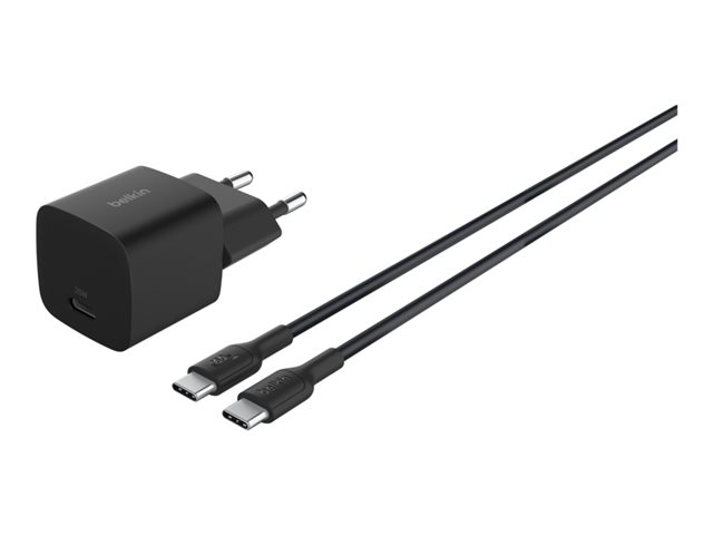 25W USB PD Wall Charger with PPS, BLK w/1m C-C Cable