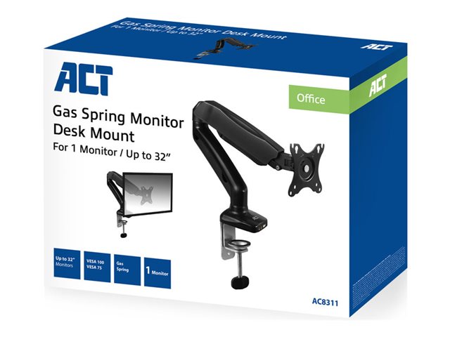Bevestigingskit (klem, pakkingringklem, stand) - instelbare arm - voor LCD-scherm - plastic, aluminium, staal - zwart - schermgrootte: 13\"-32\" - te monteren op bureau