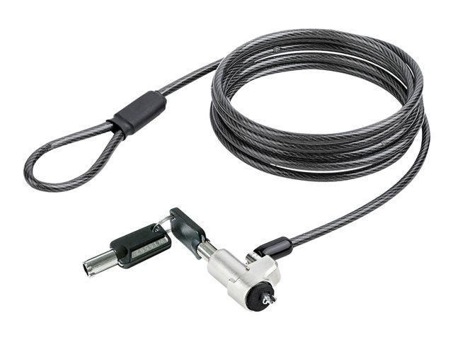 StarTech.com Laptop cable lock 6Ft Compatible With Noble Wedge, Laptop Cable Lock, 6Ft (2m), Anti-Theft Keyed Lock, Security Cable Lock For Dell XPS/Latitude, Cut-Resistant Steel Cable Lock For Laptop (NBLWK-LAPTOP-LOCK) - Security cable lock - silver, black - 2 m