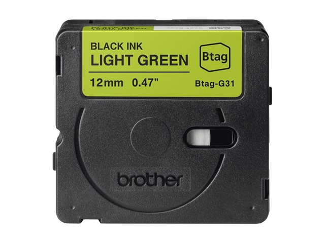 Brother BTAG-G31 - Black on light green - Roll (1.2 cm x 4 m) 1 cassette(s) hanging box - label tape