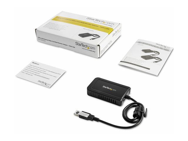 StarTech.com USB to VGA Adapter - 1920x1200 - External Video & Graphics Card - Dual Monitor Display Adapter - Supports Windows (USB2VGAE3) - USB / VGA adapter - TAA Compliant - USB (M) to HD-15 (VGA) (F) - USB 2.0 - 50 cm - 1920 x 1200 (WUXGA) support - grey - for P/N: MXT101MM