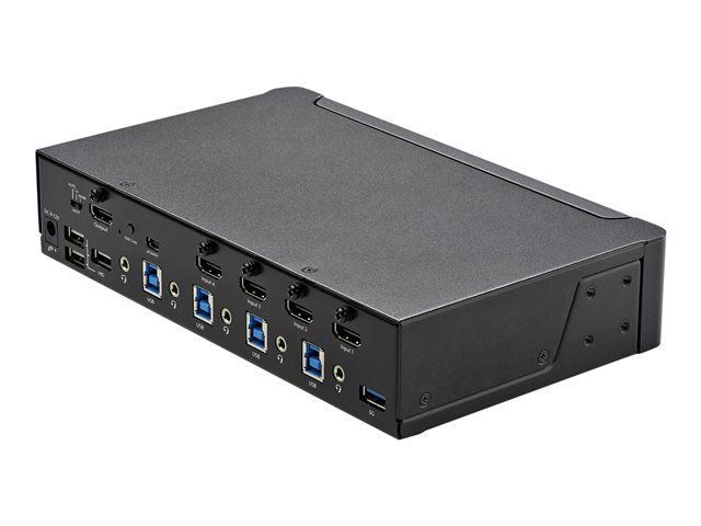 StarTech.com 4 Port HDMI KVM Switch, Single Monitor 4K 60Hz Ultra HD HDR, Desktop HDMI 2.0 KVM Switch with 2 Port USB 3.0 Hub (5Gbps) & 4x USB 2.0 HID Ports, Audio, Hotkey Switching, TAA - KVM with Fast Switching - KVM / audio switch - 4 x KVM / audi