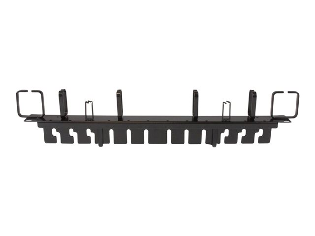 1U 19IN HORIZONTAL CABLE MANAGEMENT PANEL - FULL-FEATURED COMBO OF HORIZONTAL FINGER DUCTS VERTICAL/ HORIZONTAL D-RING HOOKS - DURABLE STEEL - ONE-PIECE CABLE MANAGER
