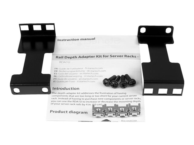 StarTech.com Rail Depth Adapter Kit for Server Racks - 4 in. (10 cm) Rack Extender - 1U - Rack rail adapter - 1U