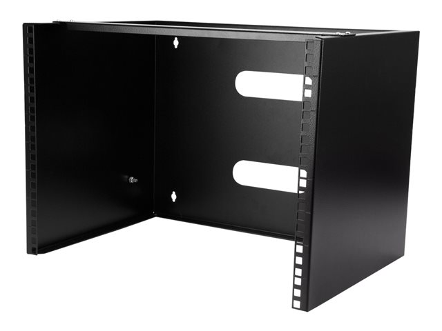 StarTech.com Wall Mount Patch Panel Rack - 4U Wall Mount Rack Shelf with Built in Shelf - 2 Post Open Frame Rack - Rack Shelf (WALLMOUNT8) - Cabinet - wall mountable - black - 8U - 12\"