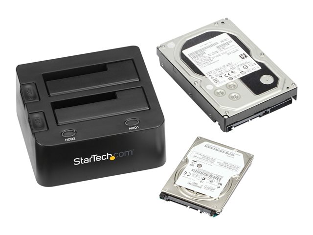 StarTech.com Dual-Bay USB 3.0 to SATA Hard Drive Docking Station, USB Hard Drive Dock, External 2.53.5 SATA IIIIII, SSDHDD Docking Station, Hot-Swap Hard Drive Bay - Top-Loading - Storage controller - 2.5\", 3.5\" - SATA 6Gb/s - USB 3.0 - black - for P/N: SVA12M5NA