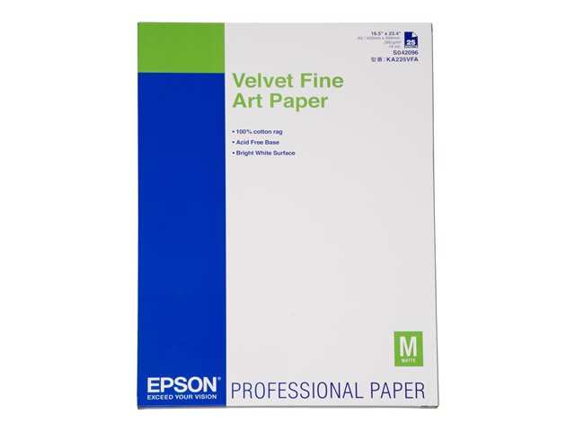 Epson Fine Art Velvet - Velvet - A2 (420 x 594 mm) 25 sheet(s) fine art paper - for SureColor P5000, P800, SC-P10000, P20000, P5000, P7500, P900, P9500