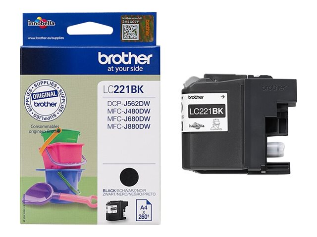Brother LC221BK - Black - original - ink cartridge - for Brother DCP-J562DW, MFC-J480DW, MFC-J680DW, MFC-J880DW