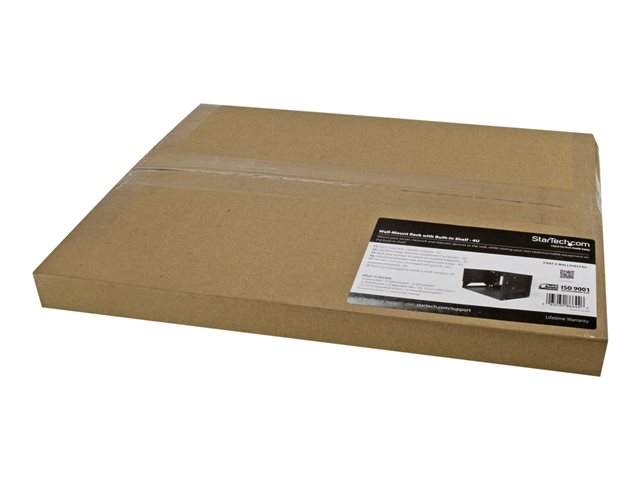 StarTech.com 4U Open Frame Wall Mount Network Rack w/ Built in Shelf - 2-Post Adjustable Depth (12\" to 18\") Equipment Rack - 75.2lbs (WALLSHELF4U) - Rack (wall mount) - black - 4U - 19\" - for P/N: CABSCRWS1032