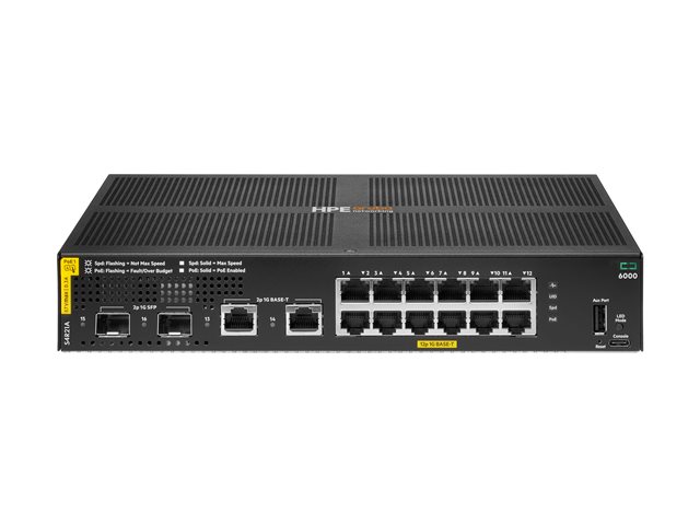 HPE Aruba Networking CX 6000 12p 10M/100M/1G Class4 PoE 2p SFP 1G 139W TAA Switch EU en