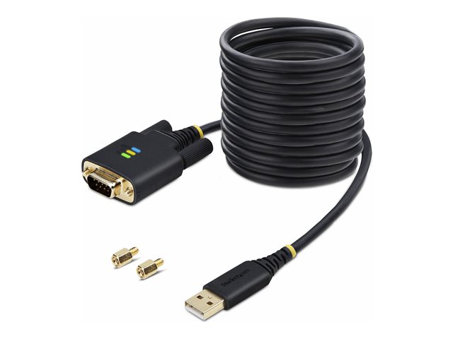 StarTech.com 10ft (3m) USB to Serial Adapter Cable, Interchangeable DB9 Screws/Nuts, COM Retention, USB-A to DB9 RS232, FTDI IC, Level-4 ESD Protection, Windows/macOS/ChromeOS/Linux - Rugged TPE Construction (1P10FFC-USB-SERIAL) - USB / serial cable