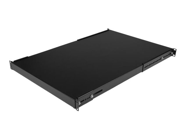 StarTech.com 1U Adjustable Server Rack Mount Shelf - 175lbs - 19.5 to 38in Deep Universal Tray for 19\" AV, Data & Network Equipment Rack (ADJSHELFHD) - Rack shelf - black - 1U - 19\" - for P/N: RK1233BKM, RK2433BKM, RK2537BKM, RK3236BKF, RK4236BKB, RK