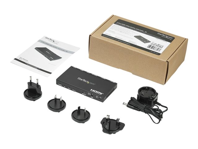 StarTech.com 2-Port HDMI Splitter (1x2), 4K 60Hz UHD HDMI 2.0 Audio Video Splitter w/ Scaler & Audio Extractor (3.5mm/SPDIF), Dual HDMI Splitter (1-In 2-Out), EDID Copy, TV/Projector - Supports HDCP 2.2 (ST122HD20S) - Video/audio splitter - 2 x HDMI - desktop