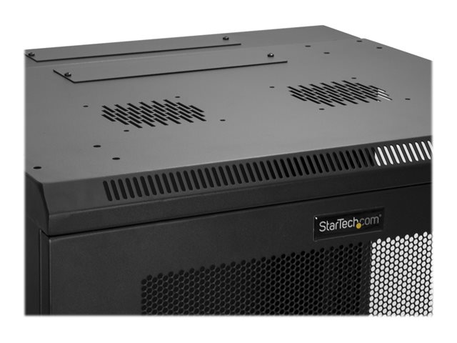 StarTech.com 12U 19\" Wall Mount Network Cabinet, 16\" Deep Hinged Locking IT Network Switch Depth Enclosure, Vented Computer Equipment Data Rack with Shelf & Flexible Side Panels, Assembled - 12U Vented Cabinet (RK12WALHM) - Rack enclosure cabinet - wall mountable - black - 12U