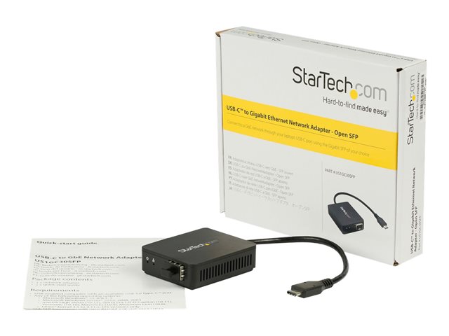 StarTech.com USB C to Fiber Optic Converter - Open SFP - 1000BASE-SX/LX - Windows / Mac / Linux - USB Ethernet Adapter - USB Network Adapter (US1GC30SFP) - Network adapter - USB-C - 1000Base-LX/1000Base-SX x 1 - black