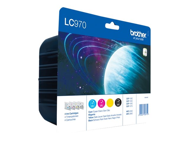 Brother LC-970 Value Pack - 4-pack - black, yellow, cyan, magenta - original - ink cartridge - for Brother DCP-135C, DCP-150C, DCP-153C, MFC-235C, MFC-260C