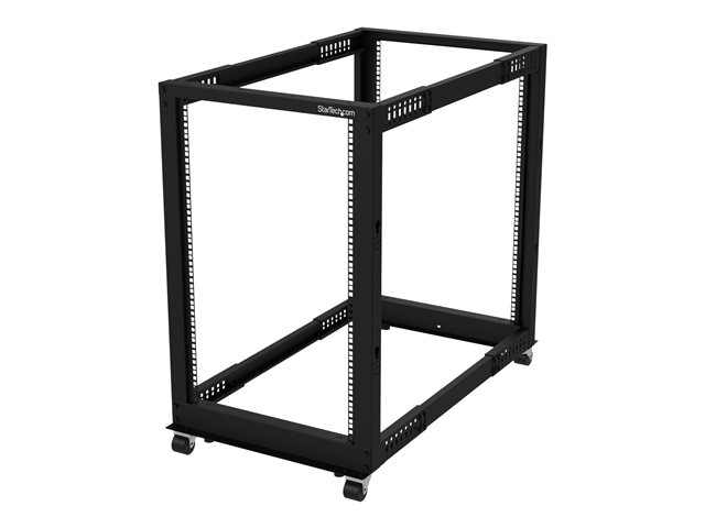 StarTech.com 18U 19\" Open Frame Server Rack, 4 Post Adjustable Depth 22-40\" Mobile, Free Standing Rolling Network/Computer Equipment Data Rack, Dell PowerEdge, HP ProLiant ThinkServer - Adjustable Server Rack (4POSTRACK18U) - Rack open frame - 4-post - floor-standing - black - 18U