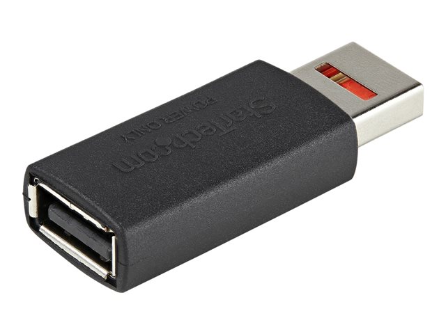 StarTech.com Secure Charging USB Data Blocker Adapter, Male to Female USB-A Charge-Only Adapter, No-Data Charge/Power-Only Adapter for Phone/Tablet, Data Blocking USB Protector Adapter - 5V, 2.4A (12 W) Max (USBSCHAAMF) - USB charge adapter - USB (power only) (F) to USB (power only) (M) - 5 V - 2.4 A - passive - black