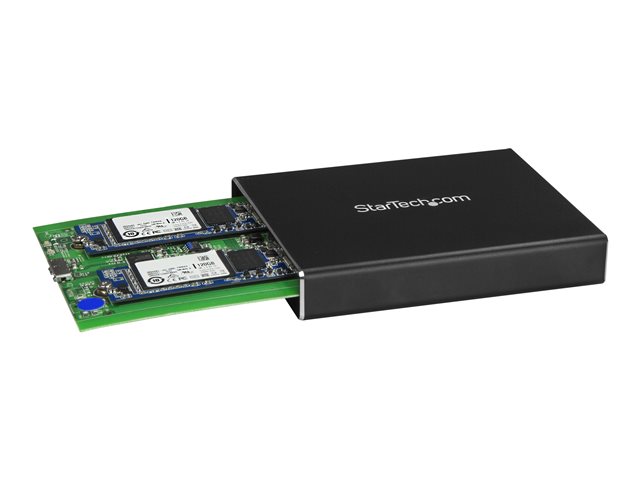 StarTech.com Dual-Slot Hard Drive Enclosure for M.2 SATA SSDs - USB 3.1 (10Gbps) - Aluminum - M.2 to SATA - Raid Drive Enclosure (SM22BU31C3R) - Flash storage array - 2 bays - USB 3.1 (external) - for P/N: TBLT3MM1MA, TBLT3MM2M, TBLT3MM2MA
