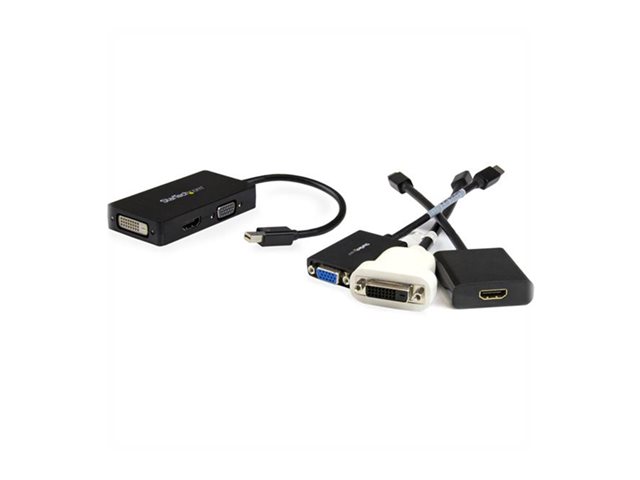 StarTech.com 3 in 1 Mini DisplayPort Adapter - 1080p - Mini DP / Thunderbolt to HDMI / VGA / DVI Splitter for Your Monitor (MDP2VGDVHD) - Adapter - Mini DisplayPort male to HD-15 (VGA), DVI-D, HDMI female - 27 cm - black - active, 1920 x 1200 (WUXGA) support - for P/N: DKT31CMDPHPD
