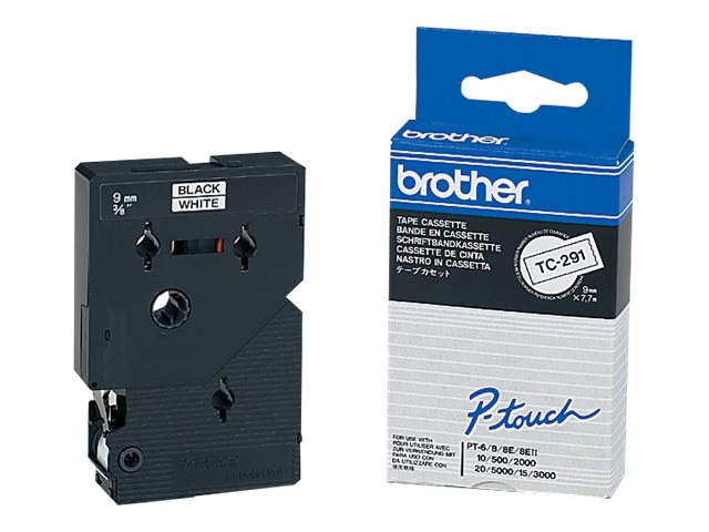 Brother - Black, white - Roll (0.9 cm) 1 cassette(s) laminated tape - for P-Touch PT-15, PT-20, PT-2000, PT-3000, PT-500, PT-5000, PT-6, PT-8, PT-8E