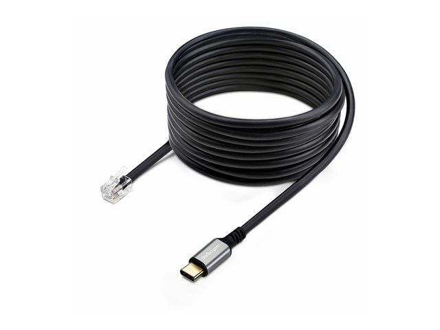 StarTech.com USB-C to RJ9 Adapter for Office Phone Handset or Wired/Wireless Headset, Use Existing Landline Hardware, 6ft/1.8m, For Laptop/Desktop Computer/Mobile - Headset adapter - 24 pin USB-C male to RJ-9 male - 1.8 m - black - bus powered