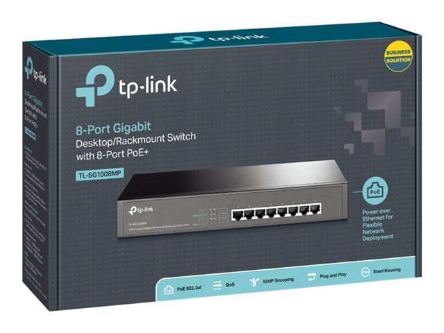 TP-Link TL-SG1008MP - Switch - unmanaged - 8 x 10/100/1000 (PoE+) - desktop, rack-mountable - PoE+ (126 W)