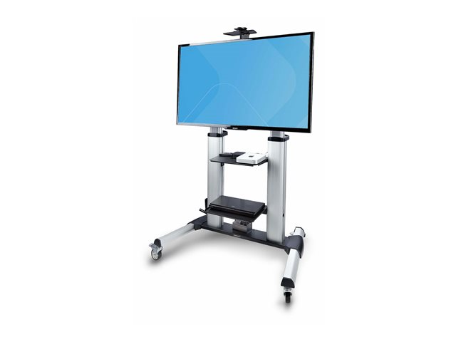 StarTech.com Rolling TV Cart/Stand On Wheels, Up to 100inch/220lb Screens - Cart - for flat panel - plastic, aluminium, steel - black, silver - screen size: 60\"-100\"
