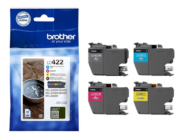 Brother LC422 Value Pack - 4-pack - black, cyan, magenta, yellow - original - ink cartridge - for Brother MFC-J5340DW, MFC-J5345DW, MFC-J5740DW, MFC-J6540DW, MFC-J6940DW