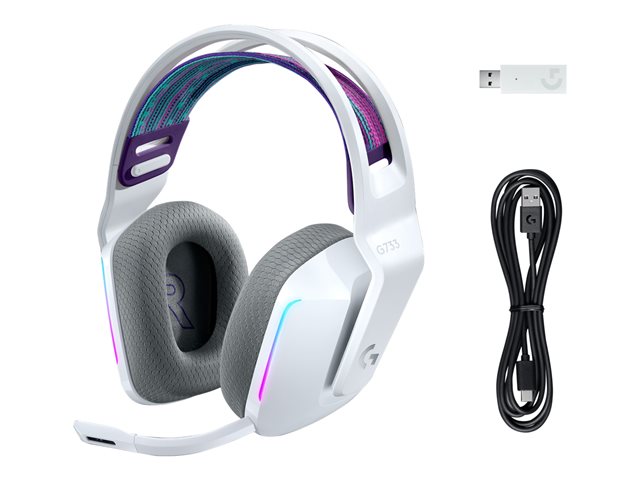 Logitech G G733 LIGHTSPEED Wireless RGB Gaming Headset - Headset - full size - 2.4 GHz - wireless - white