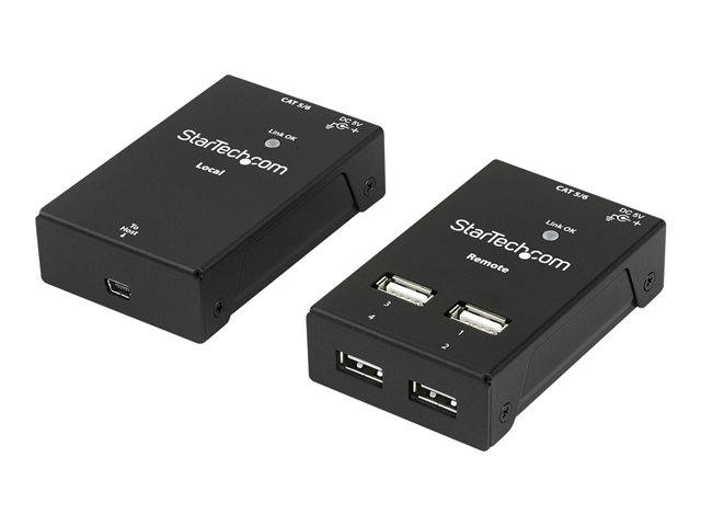 StarTech.com 4-Port USB 2.0 Extender - 165ft (50m) USB Over Cat5/Cat6 Extender - Compact USB 2.0 Over Ethernet Extender (USB2004EXTV) - USB extender - USB 2.0 - over CAT 5/6 - 4 ports - up to 50 m - for P/N: SVA5N3NEUA