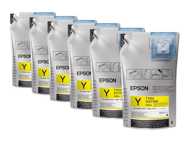Epson T7414 - 6-pack - 1 L - yellow - original - ink refill - for SureColor F6200, F7170, F7200, F9200, SC-F6000, F6200, F7000, F7100, F7200, F9200, F9300