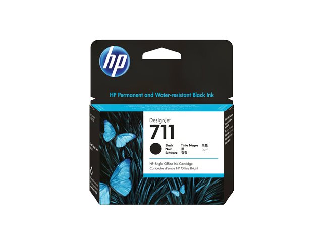 HP 711 - 80 ml - black - original - ink cartridge - for DesignJet T100, T120, T120 ePrinter, T125, T130, T520, T520 ePrinter, T525, T530