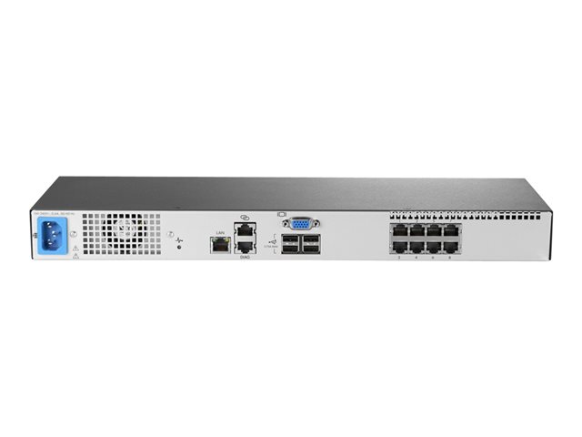HPE KVM Console G3 Switch 0x1x8 - KVM switch - CAT5 - 8 x KVM port(s) - 1 local user - rack-mountable - for ProLiant DL20 Gen9, DL360p Gen8, DL580 Gen9, MicroServer Gen8, ML110 Gen9, ML350p Gen8
