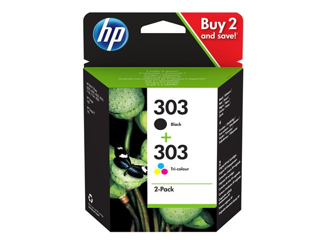 HP 303 - 2-pack - colour (cyan, magenta, yellow), pigmented black - original - ink cartridge - for ENVY Photo 62XX, Photo 71XX, Photo 78XX, ENVY Inspire 72XX, 79XX, Tango