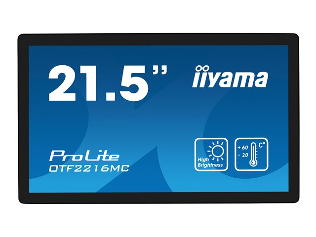 iiyama ProLite OTF2216MC-B1 - LED monitor - 22\" (21.5\" viewable) - open frame - touchscreen - 1920 x 1080 Full HD (1080p) @ 60 Hz - VA - 1100 cd/m² - 5000:1 - 25 ms - HDMI, VGA, DisplayPort - black