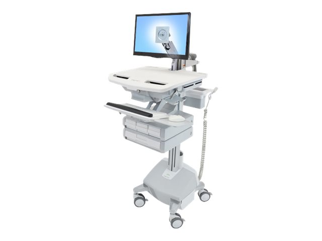 Ergotron StyleView - Cart - open architecture - for LCD display / PC equipment - medical - aluminium, zinc-plated steel, high-grade plastic - grey, white, polished aluminium - screen size: up to 24\" - output: AC 230 V - 40 Ah - lithium - TAA Compliant