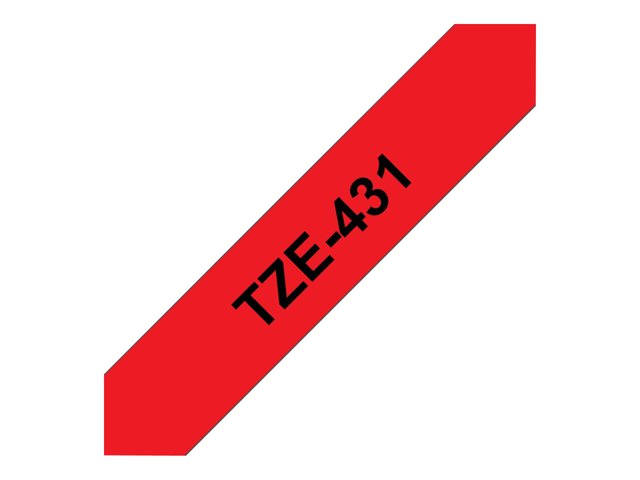 Brother TZe-431 - Black on red - Roll (1.2 cm x 8 m) 1 cassette(s) laminated tape - for Brother PT-P750, P950, P-Touch PT-E310, P-Touch Cube PT-P300, P-Touch Cube Pro PT-P910